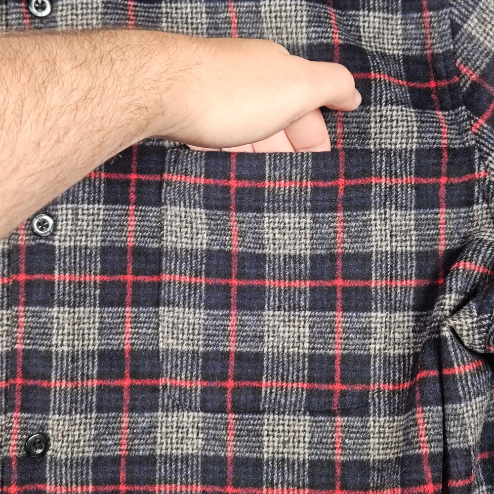 Kith Sheridan Shirt Jacket Mens XXL Navy Plaid Wool Blend FW2022 Button Up - Picture 5 of 10
